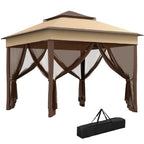 10.7 x 10.7ft Pop-Up Gazebo with Removable Mesh Curtains and UV30 Roof, Beige