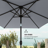 3 x 2 m Garden Parasol with Crank Handle and Tilt Function, Light Grey