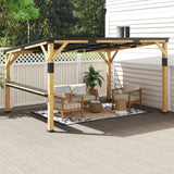PerArbor 10' x 14' Wooden Lean-to Gazebo with Galvanized Steel Sloped Roof and Bar Shelf