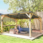 PerArbor 10' x 14' Wooden Lean-to Gazebo with Galvanized Steel Sloped Roof and Bar Shelf