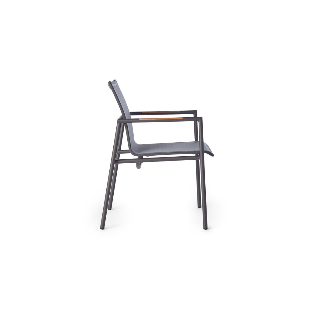 Pasadena Dining Arm Chair in Charcoal Aluminum