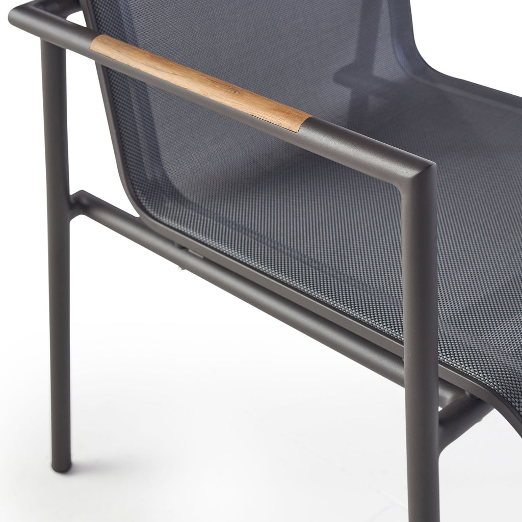 Pasadena Dining Arm Chair in Charcoal Aluminum
