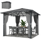 3 x 3 m Hardtop Gazebo with Polycarbonate Roof and Curtains, Tan