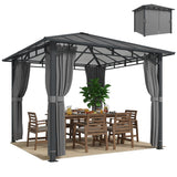 3 x 3 m Hardtop Gazebo with Polycarbonate Roof and Curtains, Tan