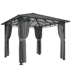 3 x 3 m Hardtop Gazebo with Polycarbonate Roof and Curtains, Tan