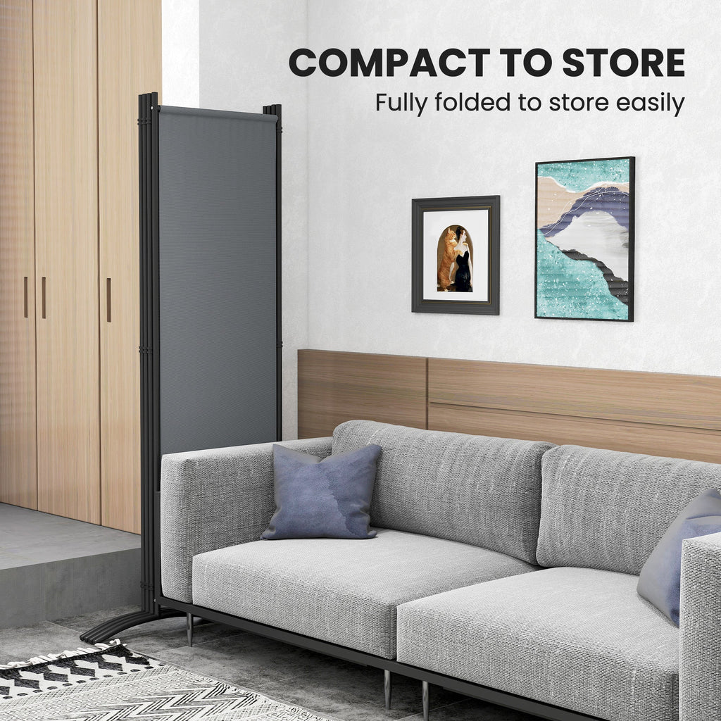4 Panel Folding Room Divider with Wide Feet, Dark Grey
