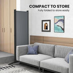 4 Panel Folding Room Divider with Wide Feet, Dark Grey