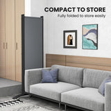 4 Panel Folding Room Divider with Wide Feet, Dark Grey