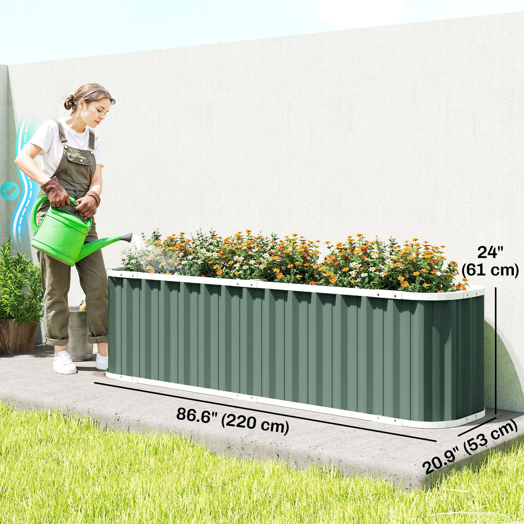 7' x 2' x 2' Galvanized Raised Garden Bed with Gloves, Light Green