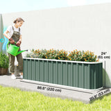 7' x 2' x 2' Galvanized Raised Garden Bed with Gloves, Light Green
