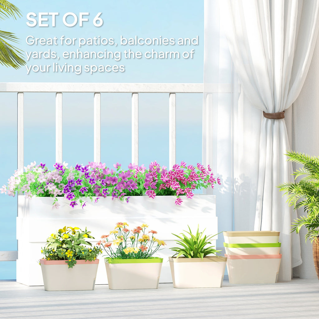 6 Pack 10.5" Self-Watering Planter Boxes with Water Level Indicator