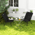 Set of 2 Folding Outdoor Dining Chairs with Adjustable Backrest, Black