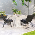 Set of 2 Folding Outdoor Dining Chairs with Adjustable Backrest, Black
