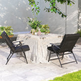 Set of 2 Folding Outdoor Dining Chairs with Adjustable Backrest, Black