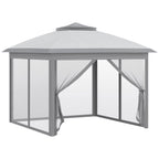 11' x 11' Pop Up Canopy with Double Roof and Mesh Sidewalls, Light Grey