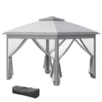 11' x 11' Pop Up Canopy with Double Roof and Mesh Sidewalls, Light Grey