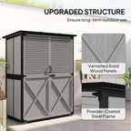 Wood Outdoor Storage Cabinet with Lock and Shelves, Gray