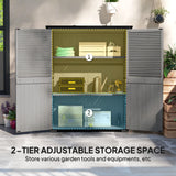 Wood Outdoor Storage Cabinet with Lock and Shelves, Gray