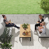 4 Piece L-Shaped Garden Furniture Set with 2 Coffee Tables, Teak