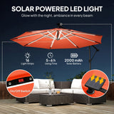 3 m Cantilever Parasol with Solar LED Light, Cover & 360° Rotation, Orange