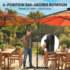 3 m Cantilever Parasol with Solar LED Light, Cover & 360° Rotation, Orange