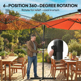 3 m Cantilever Parasol with Solar LED Light, Cover & 360° Rotation, Orange