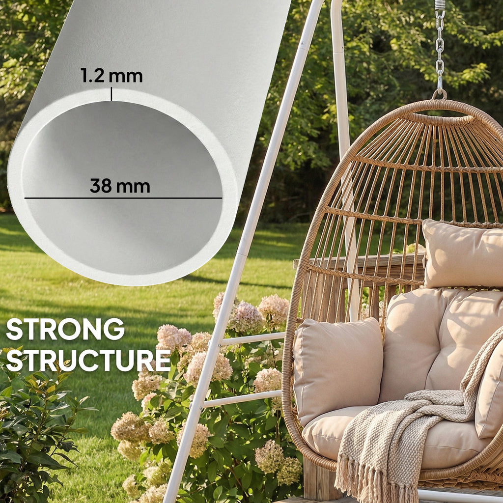 Hammock Chair Stand with Anti-Slip Pads and 2 Carabiners, White