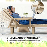 Set of 2 Resin Sun Loungers with Foldable Side Table, Khaki