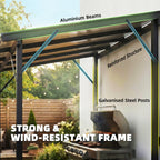 8' x 5' Hardtop Grill Gazebo with Polycarbonate Roof and Steel Frame, Wall-Mounted