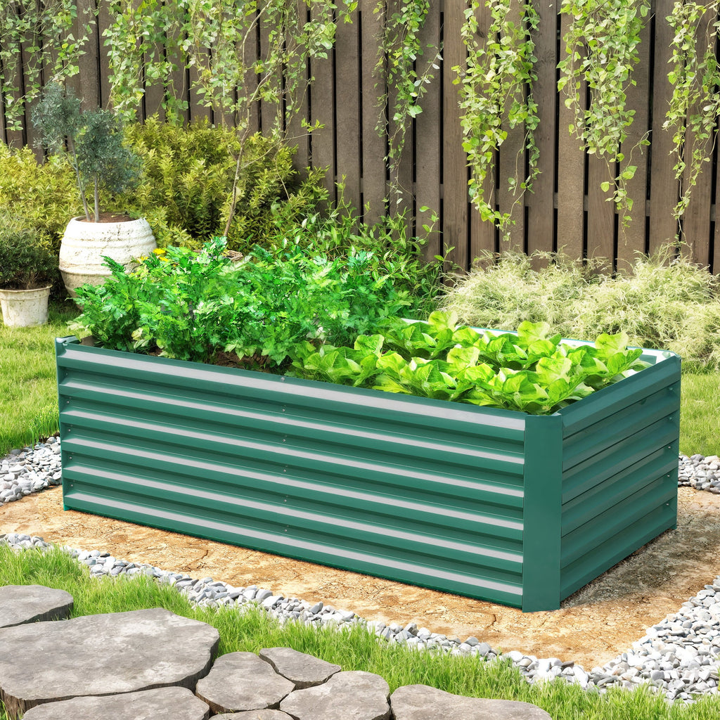 6' x 3' x 2' Galvanized Raised Garden Bed for Vegetables, Dark Green