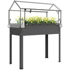 39.4" x 18.9" x 48.8" Raised Garden Bed with Cover, Dark Gray