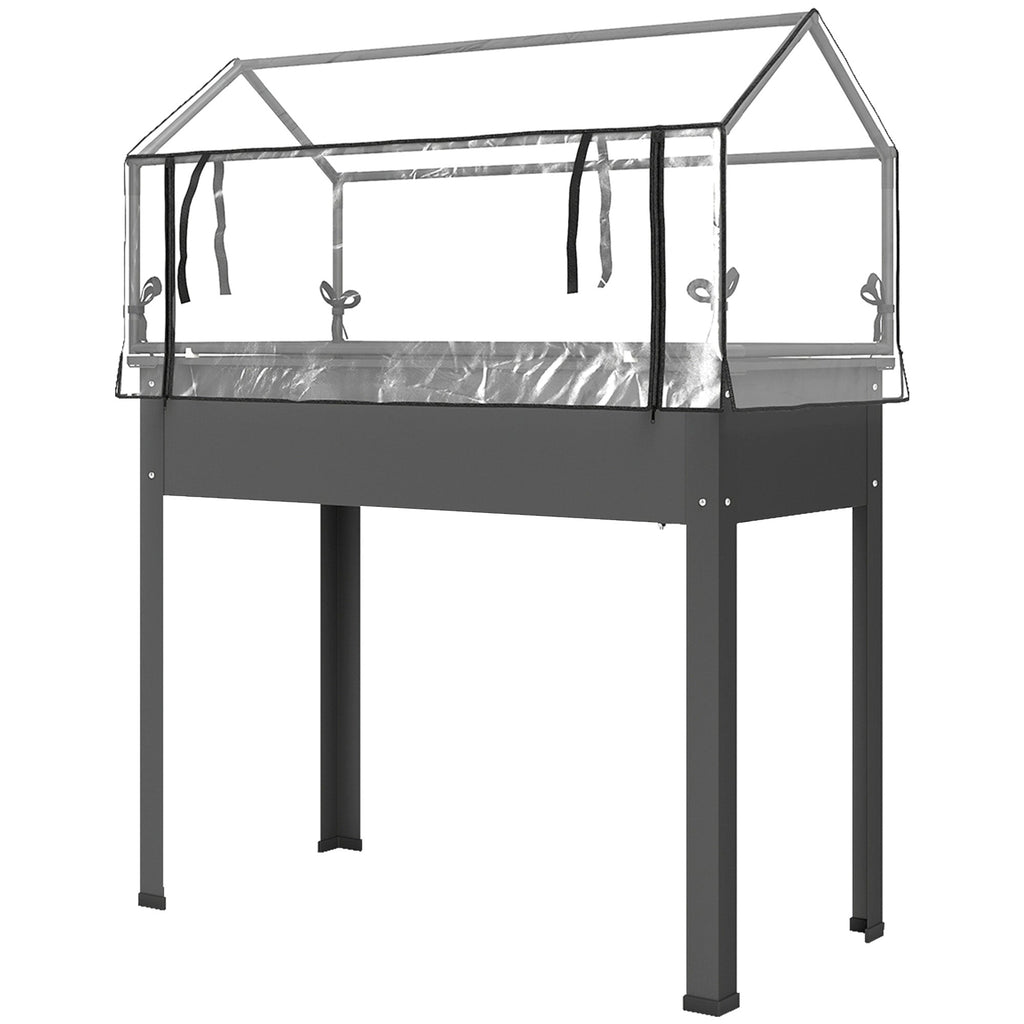 39.4" x 18.9" x 48.8" Raised Garden Bed with Cover, Dark Gray