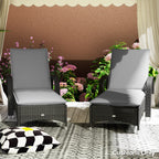 2-Piece Outdoor Lounge Chair Cushions, 76" x 23", Gray