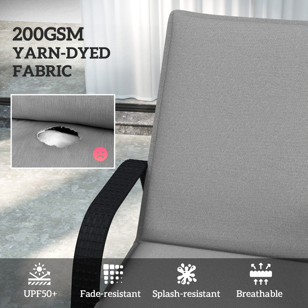 2-Piece Outdoor Lounge Chair Cushions, 76" x 23", Gray