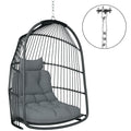 Foldable Hanging Egg Chair with Cushion, Headrest and Kit, Dark Grey
