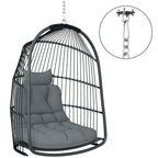 Foldable Hanging Egg Chair with Cushion, Headrest and Kit, Dark Grey