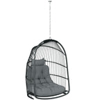 Foldable Hanging Egg Chair with Cushion, Headrest and Kit, Dark Grey
