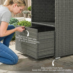 Pool Towel Rack with 2 Shelves and Basket Drawer, PE Rattan, Dark Gray