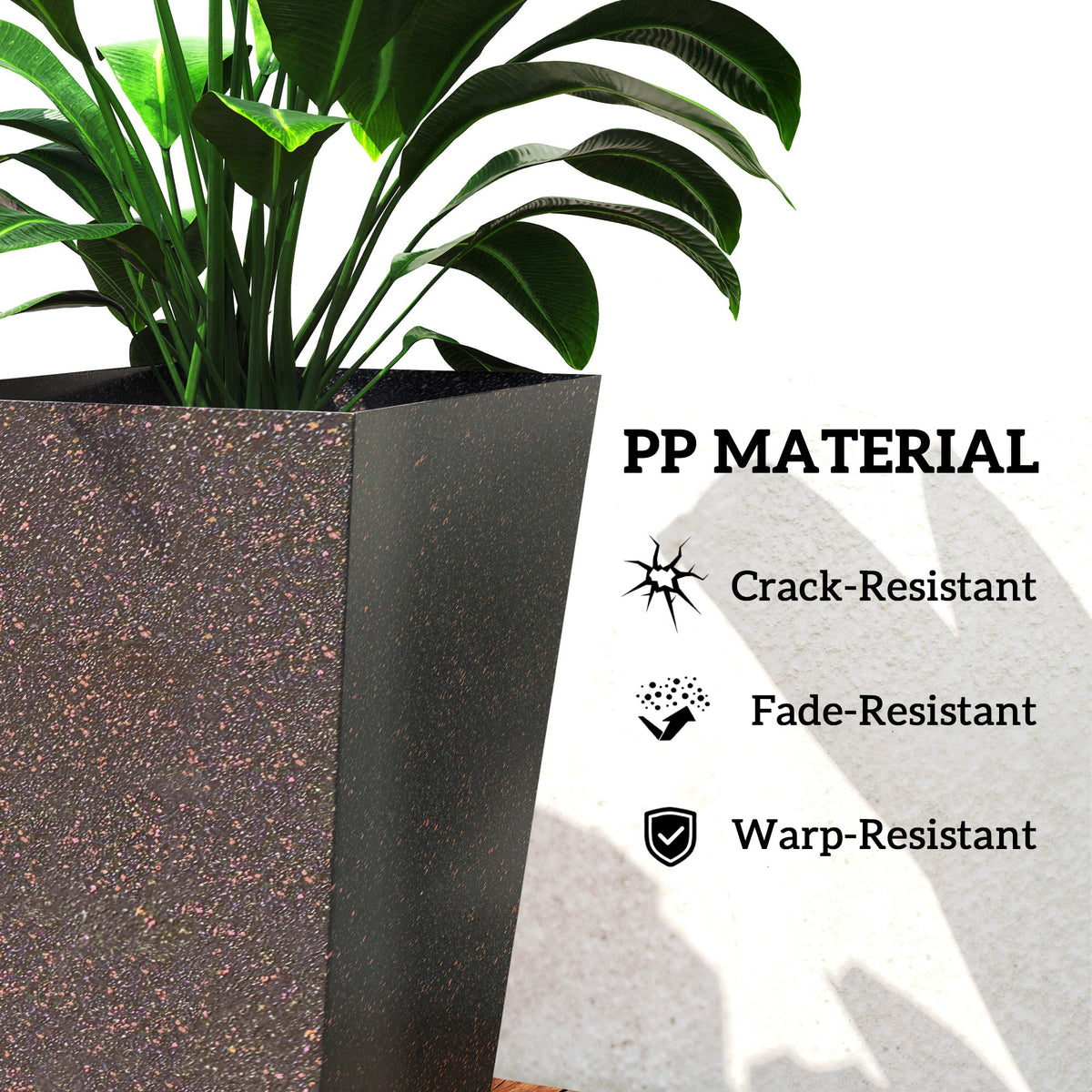 3-Piece 28" Tall Planters with Drainage Holes, Brown