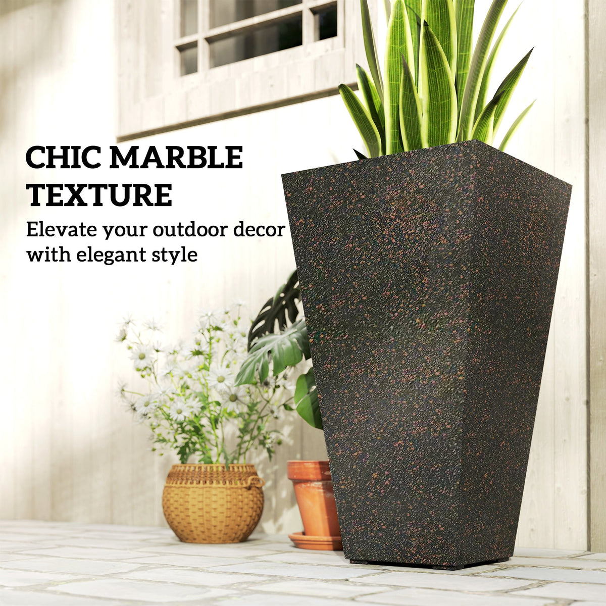 3-Piece 28" Tall Planters with Drainage Holes, Brown