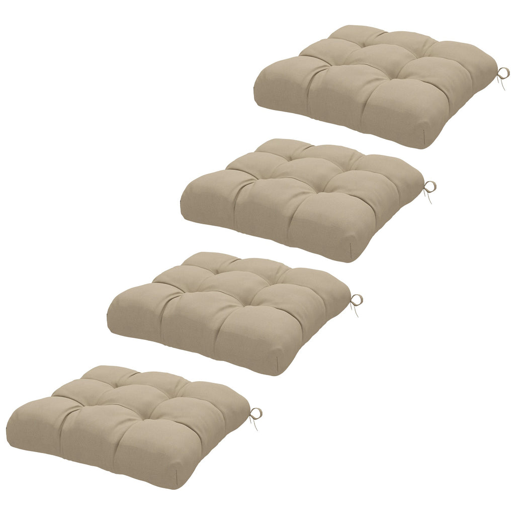 4-Piece Patio Chair Cushions Set with Ties, 19" x 19" x 4"