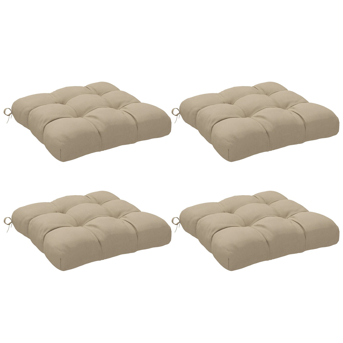 4-Piece Patio Chair Cushions Set with Ties, 19" x 19" x 4"