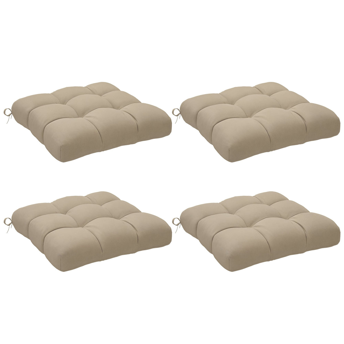 4-Piece Patio Chair Cushions Set with Ties, 19" x 19" x 4"
