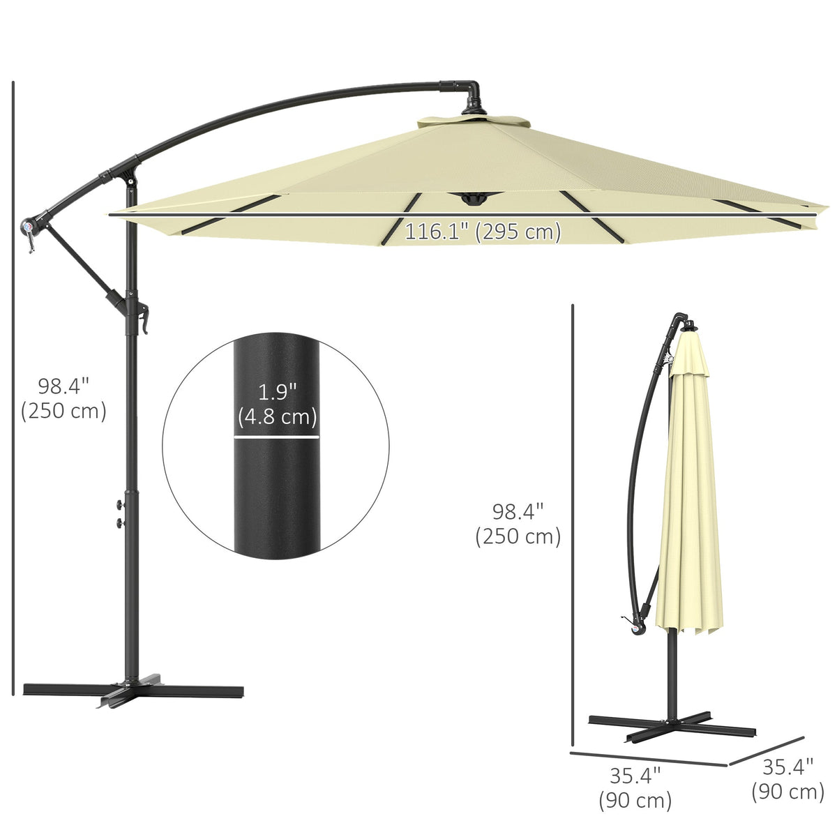 10' Deluxe Patio Umbrella with Crank and Cross Base, Beige