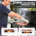 Dual Fuel BBQ Grill with Charcoal and 2+1 Gas Burners, Black