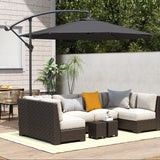 3 m Banana Parasol with Crank Handle, 8 Ribs & Cross Base, Black