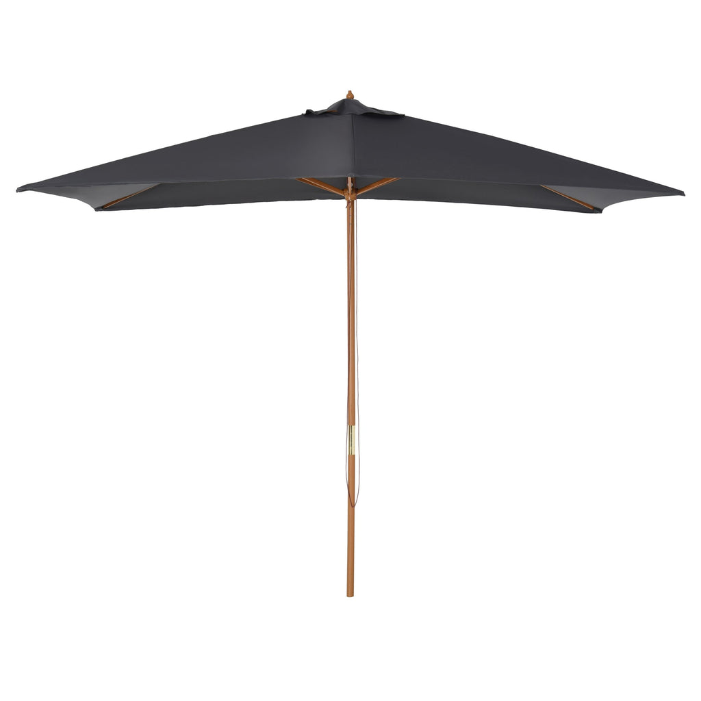 7' x 10' Wooden Patio Umbrella with Top Vent, Dark Grey