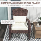 Wicker Adirondack Rocking Chair with Cushion and Pillow, Cream White/Brown