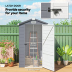 4.4' x 3.3' Garden Storage Shed with Aluminum Frame, Latched Door & Air Vents, Grey
