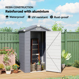 4.4' x 3.3' Garden Storage Shed with Aluminum Frame, Latched Door & Air Vents, Grey